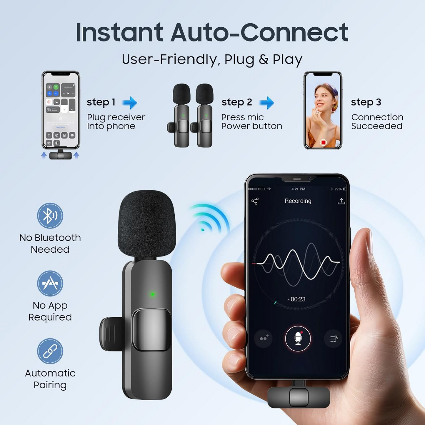 Professional Wireless Lavalier Microphone